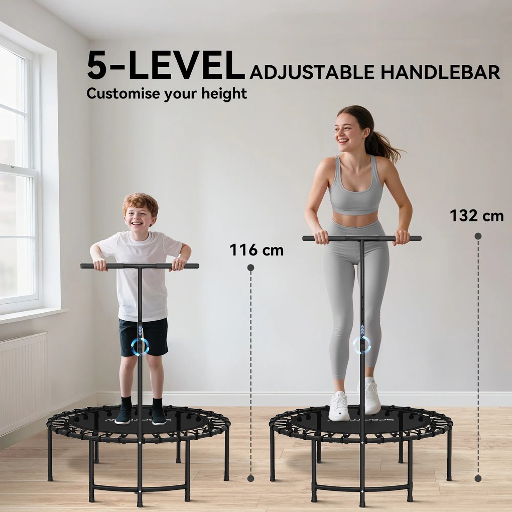 SPORTNOW Trampolina Rebounder, 5-stopniowy regulowany uchwyt, trampolina do treningu, Czarny