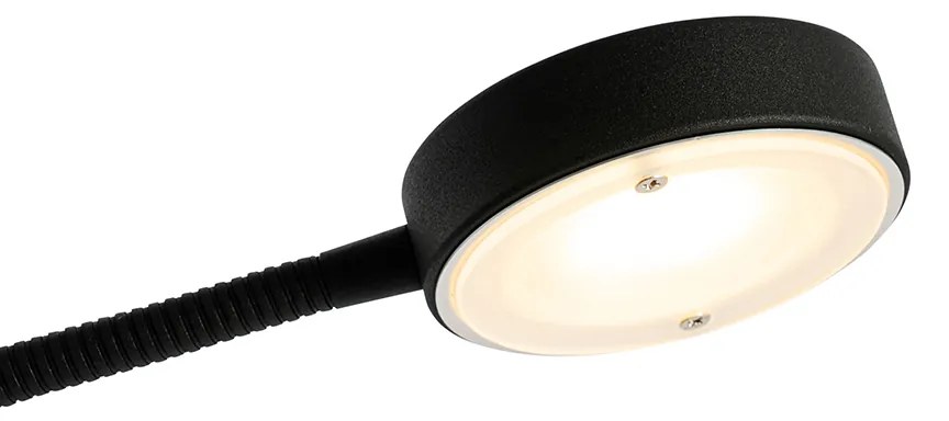 Lampa stojąca czarna w tym LED i ściemniacz z lampką do czytania - Kelso Retro Oswietlenie wewnetrzne
