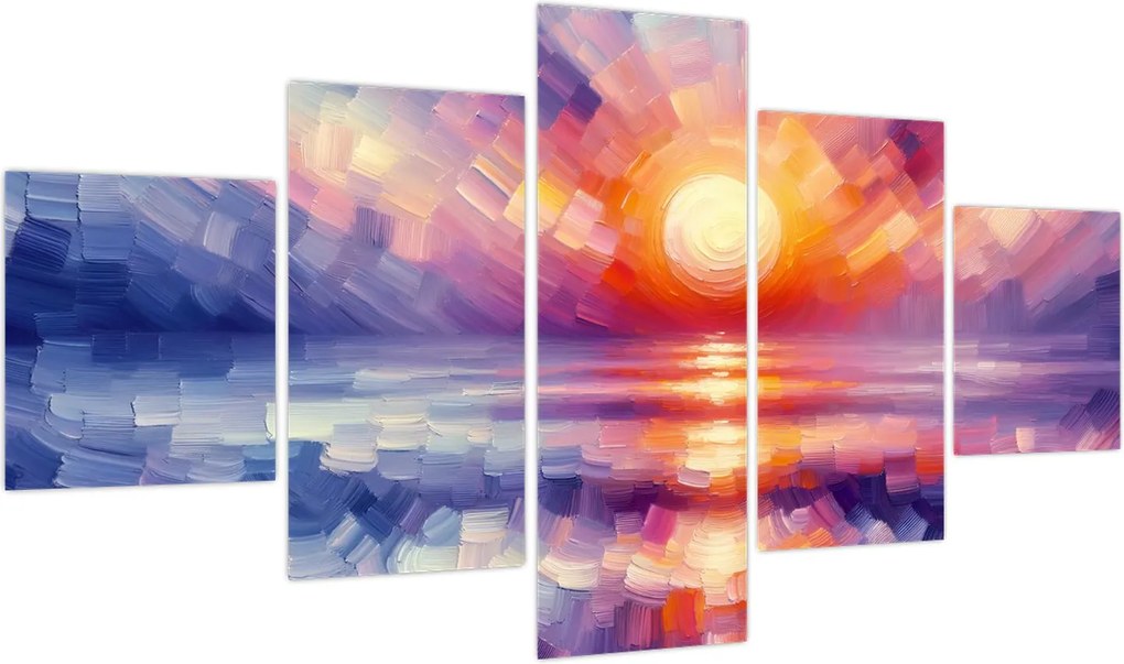 Obraz - Kolorowy artystyczny zachód słońca (125x70 cm)