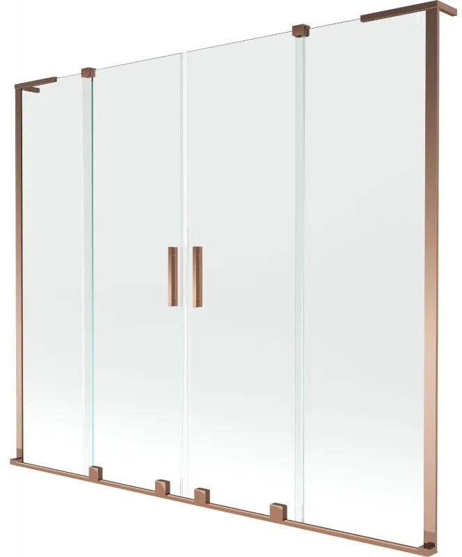 Mexen Velar L Duo parawan nawannowy 2-skrzydłowy rozsuwany 180 x 150 cm, transparent, różowe złoto - 896-180-003-02-60