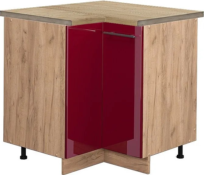 Szafka narożna bordowa czerwień wysoki połysk 80.5x60x82 fame-line