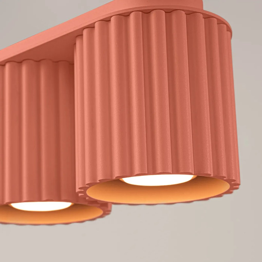 Plafon dwupunktowy AURA 2 brzoskwiniowy GU10 ryflowany SOLLUX  LIGHTING