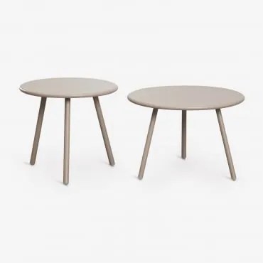 Zestaw 2 Stolików Pomocniczych Ogrodowych Ze Stali Aradina Moka Brown - Sklum