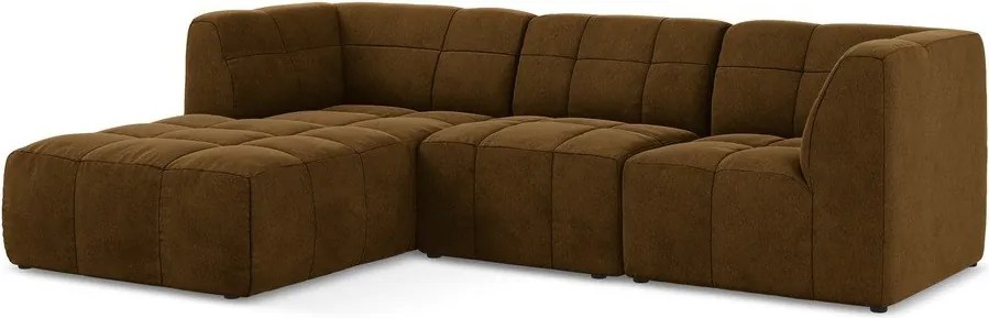 Musztardowy aksamitny narożnik (lewostronny/z szezlongiem) Aloha – Makamii