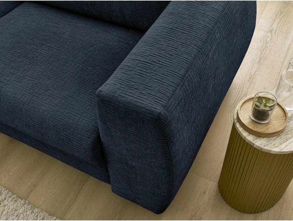 Ciemnoniebieska rozkładana sofa do spania z tkaniny szenilowej 220 cm Hugo – Bobochic Paris