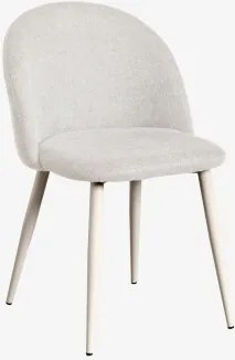 Krzesło Jadalniane Tapicerowane I Stalowe Kana Kremowa & Tkaniny Distressed White & Tkanin - Sklum