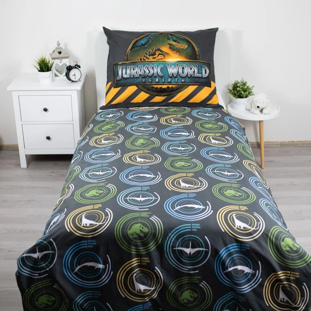 Bawełniana pościel dziecięca jednoosobowa 140x200 cm Jurassic World "T-Rex" – Jerry Fabrics