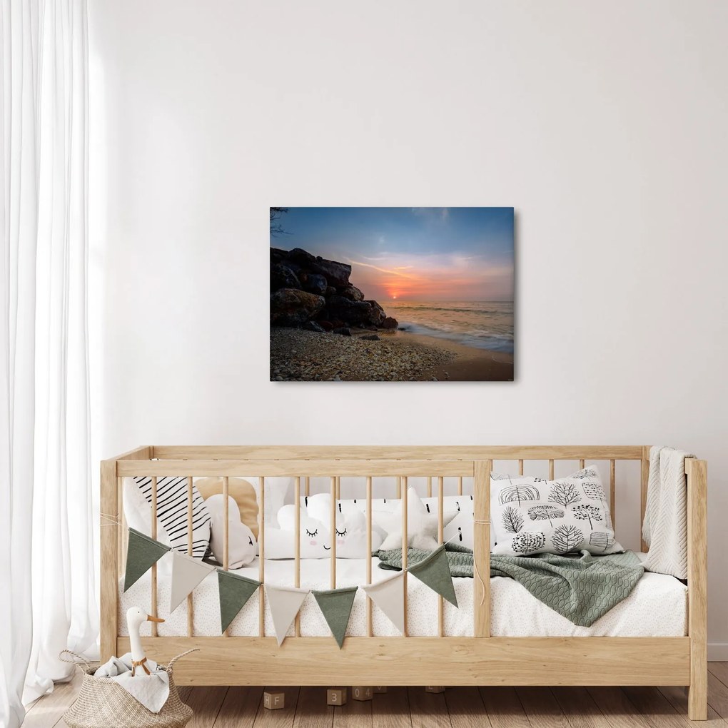 Obraz zachodu słońca na plaży (70x50 cm)