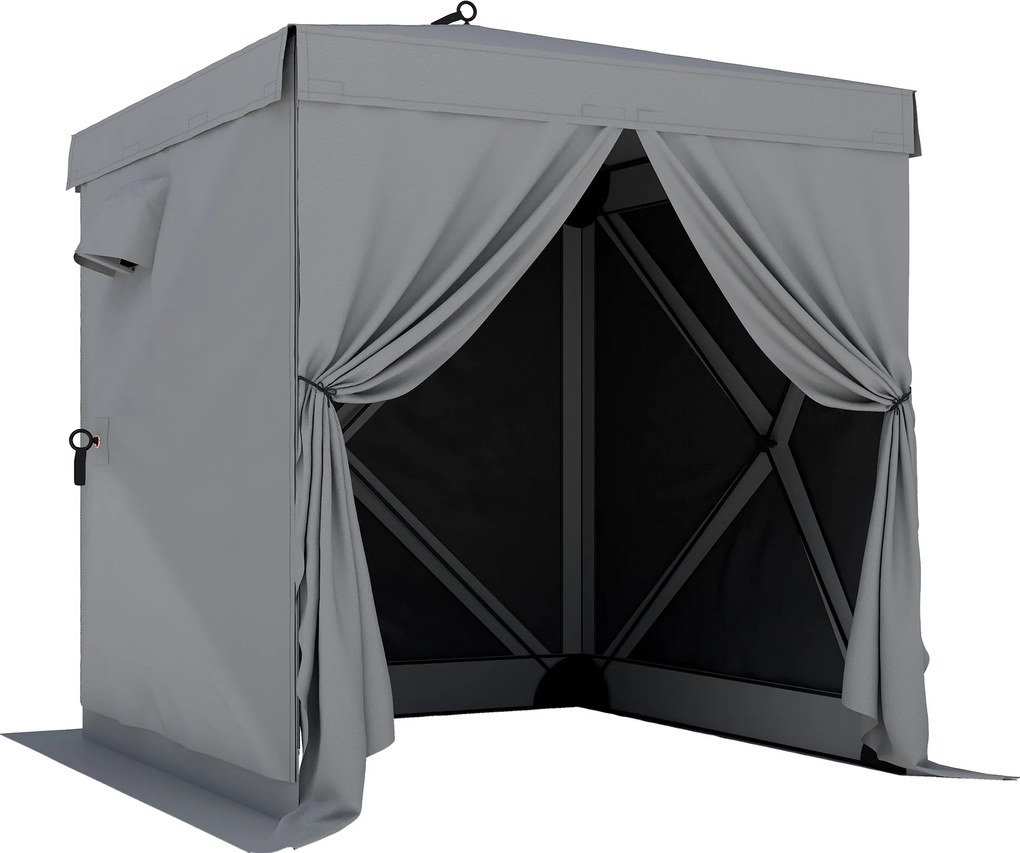 Outsunny Pawilon 1,85x1,85m Wodoodporny Stabilny Zimoodporny Pop-up Składany Pawilon z 4 Siatkowanymi Ścianami Bocznymi Torbą, UV 30+ | Aosom PL