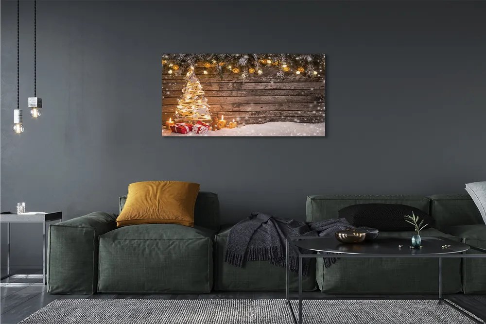 Fotoobraz na płótnie Choinka, Śnieg i Dekoracje