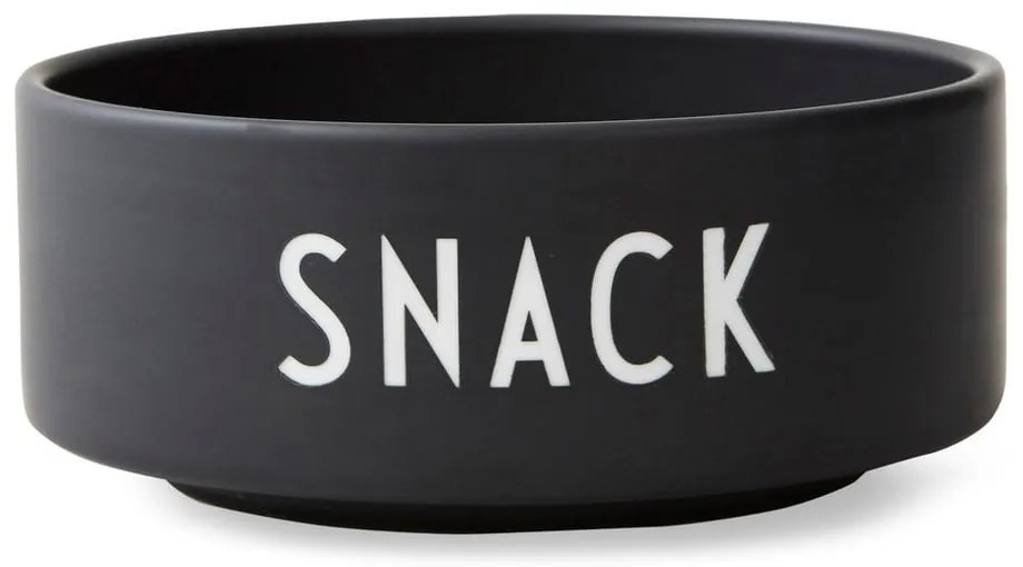 Czarna porcelanowa miska Design Letters Snack, ø 12 cm