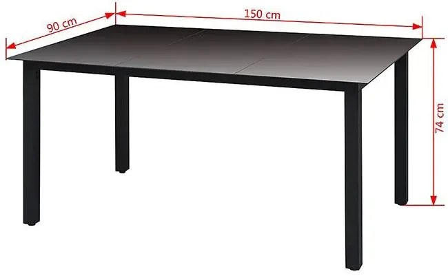 Stół ogrodowy ze szklanym blatem Ulefok 2Q - czarny