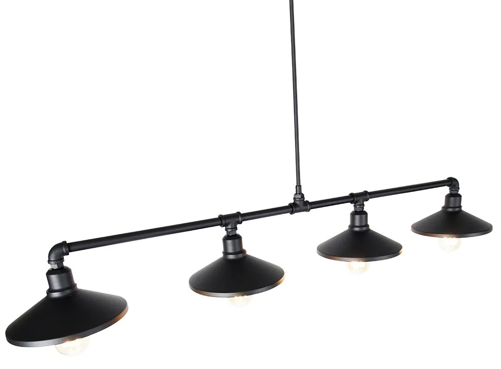 Industrialna lampa wisząca czarna - 4 Laser Rustykalny / Vintage Oswietlenie wewnetrzne