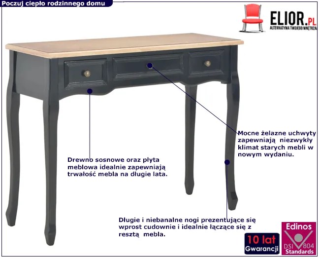 Czarna konsola z szufladami A4-K84