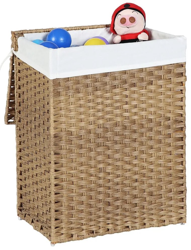 SongmicsHome Kosz na bieliznę z syntetycznego rattanu AVA, 90l, naturalny brąz