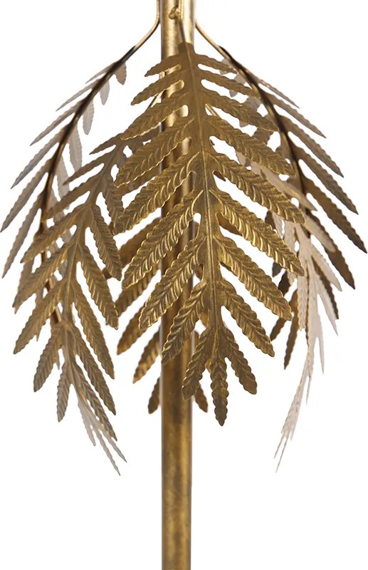 Lampa podłogowa złota 145 cm z czarnym abażurem z bawełny 50 cm - Botanica