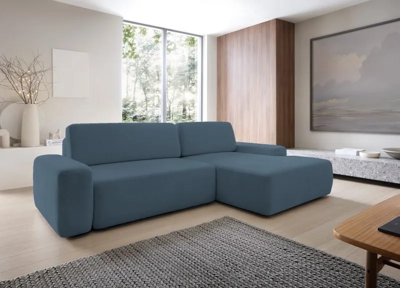 Narożnik BOULI Prawostronny z Elektryczną Regulacją wolnostojący tkanina Raven 86 Turkusowy DOMO HOME