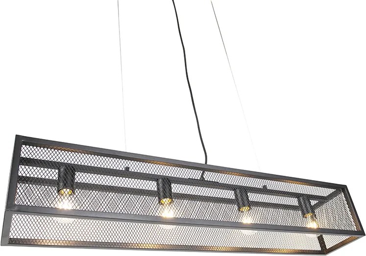 Inteligentna przemysłowa lampa wisząca czarna z 4 żarówkami WiFi A60 - Cage Wire