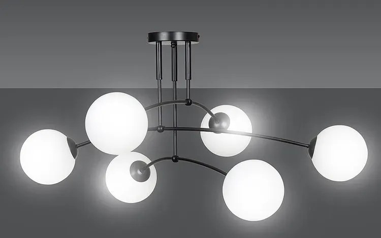 Czarna lampa ze szklanymi kloszami - D072 P7-L14