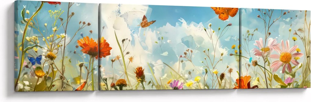 Obraz - Motyle na letniej łące (170x50 cm)