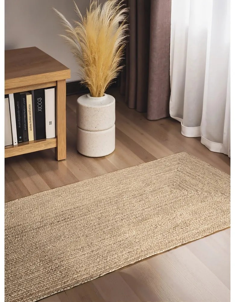 Dwustronny chodnik z juty tkany ręcznie w jasnym naturalnym kolorze 80x200 cm Sharmila Natural White – Hanse Home