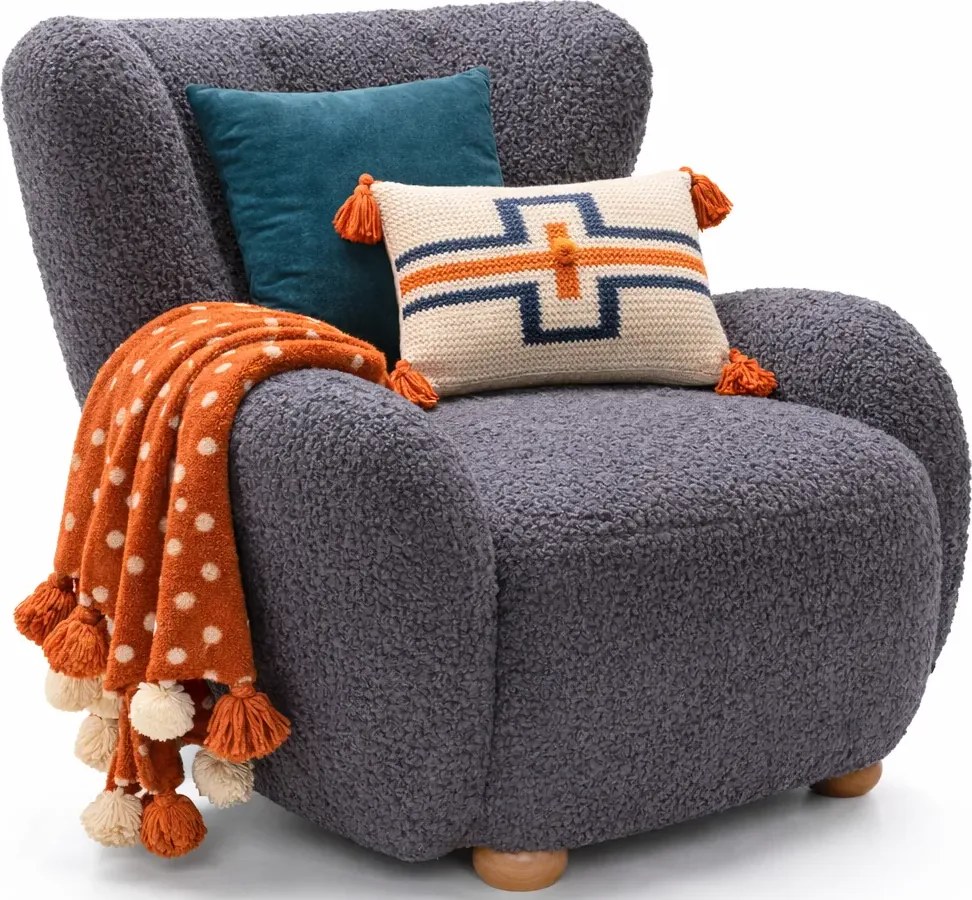 Czarny fotel boucle typu uszak C1-L25