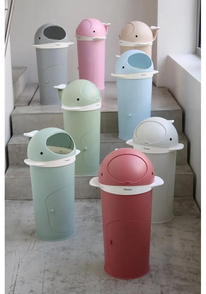 Jasnoniebieski plastikowy kosz na pieluchy 25 l Whale – Kindsgut