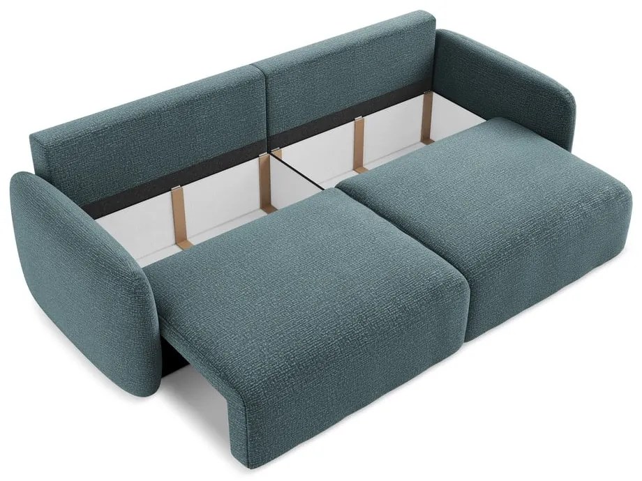 Turkusowa rozkładana/ze schowkiem sofa 238 cm Kalena – Makamii