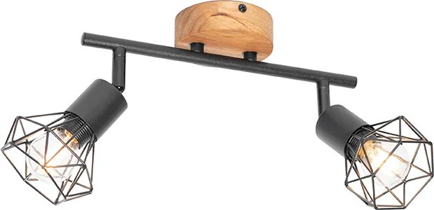 Reflektor czarny z obrotowym i pochylonym drewnem 2-światłowy - Mosh