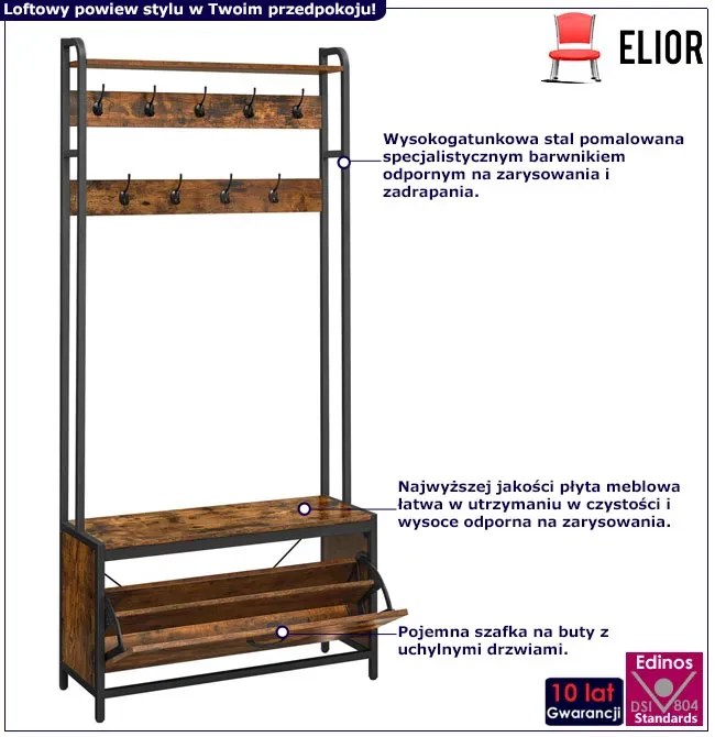 Loftowa szafka na buty z wieszakiem na ubrania H7-N24