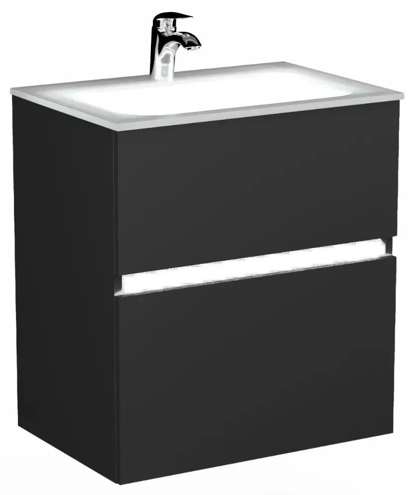 Szafka pod umywalkę NEO 60 cm czarny mat z oświetleniem LED KROFAM