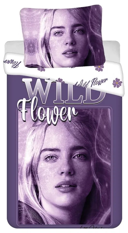 Fioletowa bawełniana pościel dziecięca jednoosobowa 200x140 cm Billie Eilish – Jerry Fabrics