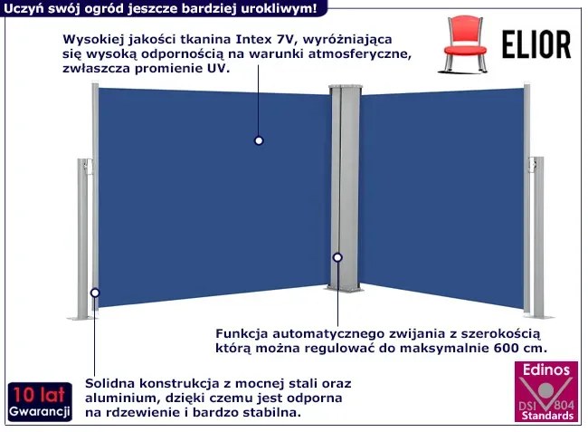 Niebieska zwijana markiza boczna A3-A14