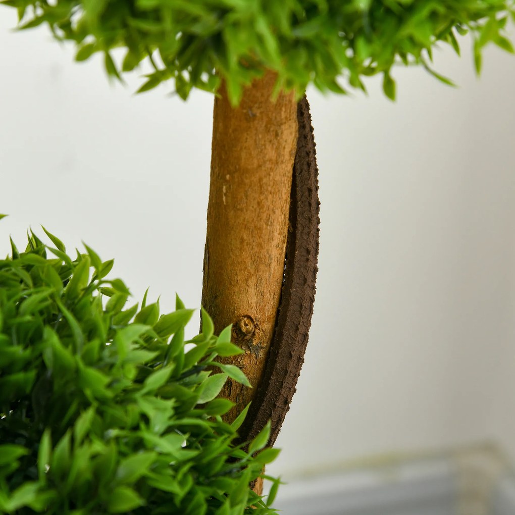 HOMCOM Sztuczny bukszpan duży 110 cm, UV-odporna roślina z 3 kulami do salonu, sypialni, biura, ogrodu | Aosom PL