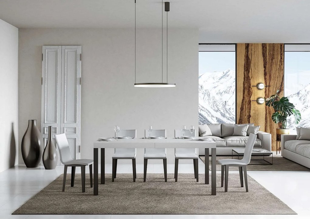 Stół rozkładany 180/284x90 cm Everyday Premium frassino biała nogi antracytowe