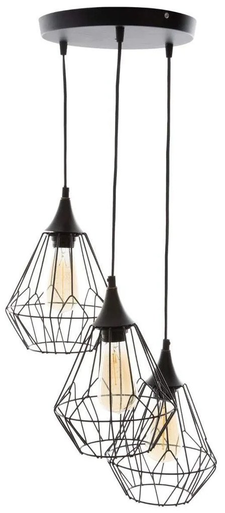 Lampa sufitowa, metalowa, LOFT, designerska, 3 sztuki w komplecie