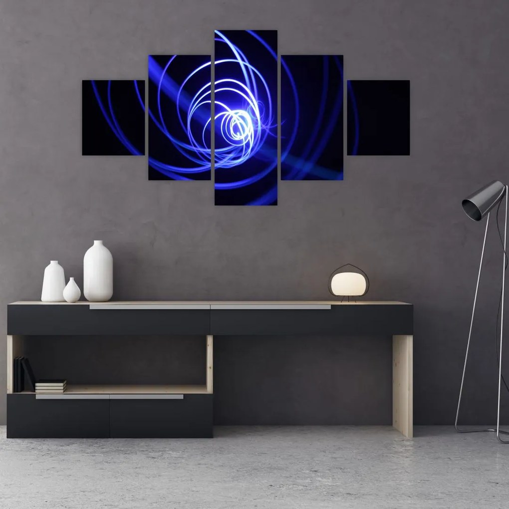 Obraz niebieskich spiral (125x70 cm)