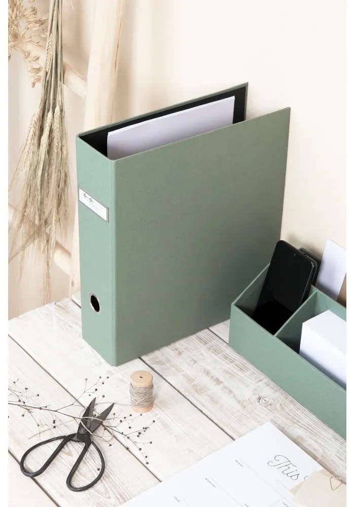 Zielony kartonowy organizer na dokumenty Archie Canvas Paper Laminate – Bigso