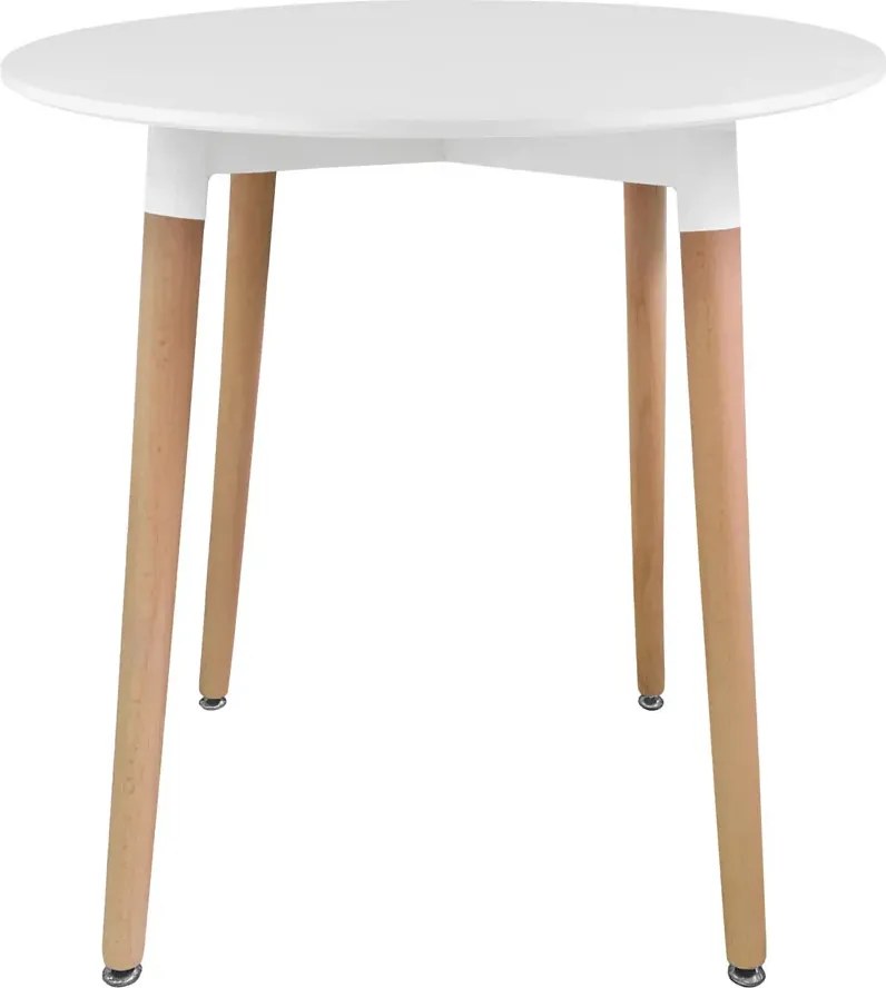 Biały okrągły stół na drewnianych nogach 80 cm D4-D48