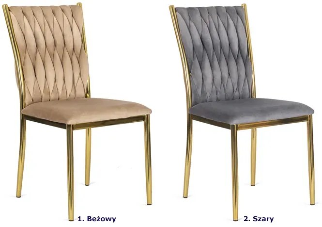 Beżowe nowoczesne welurowe krzesło z plecionką L7-F37