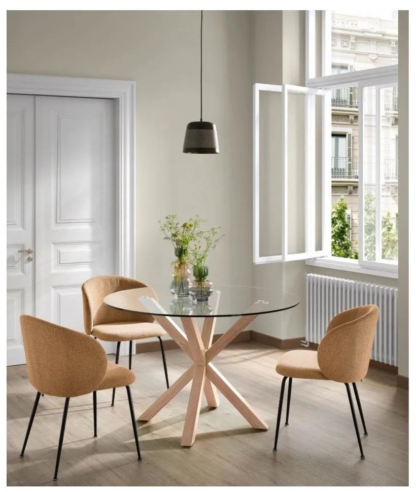 Musztardowy tapicerowany fotel jadalniany Minna – Kave Home