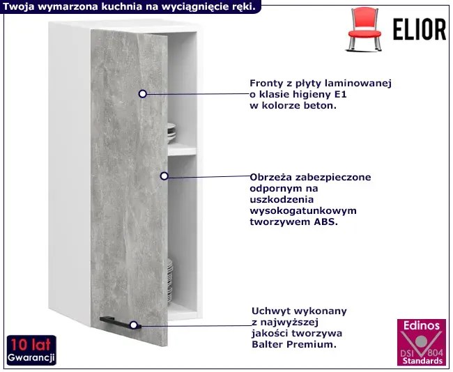Wąska górna szafka kuchenna beton 30 cm B4-P24
