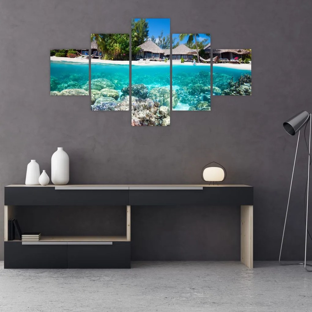 Obraz plaży na tropikalnej wyspie (125x70 cm)