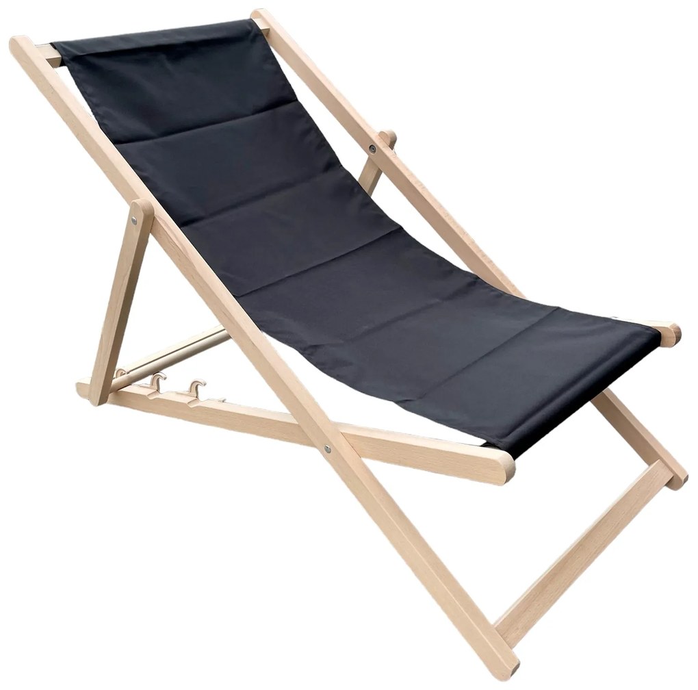 Leżak ogrodowy drewniany Gozo Classic czarny PATIO