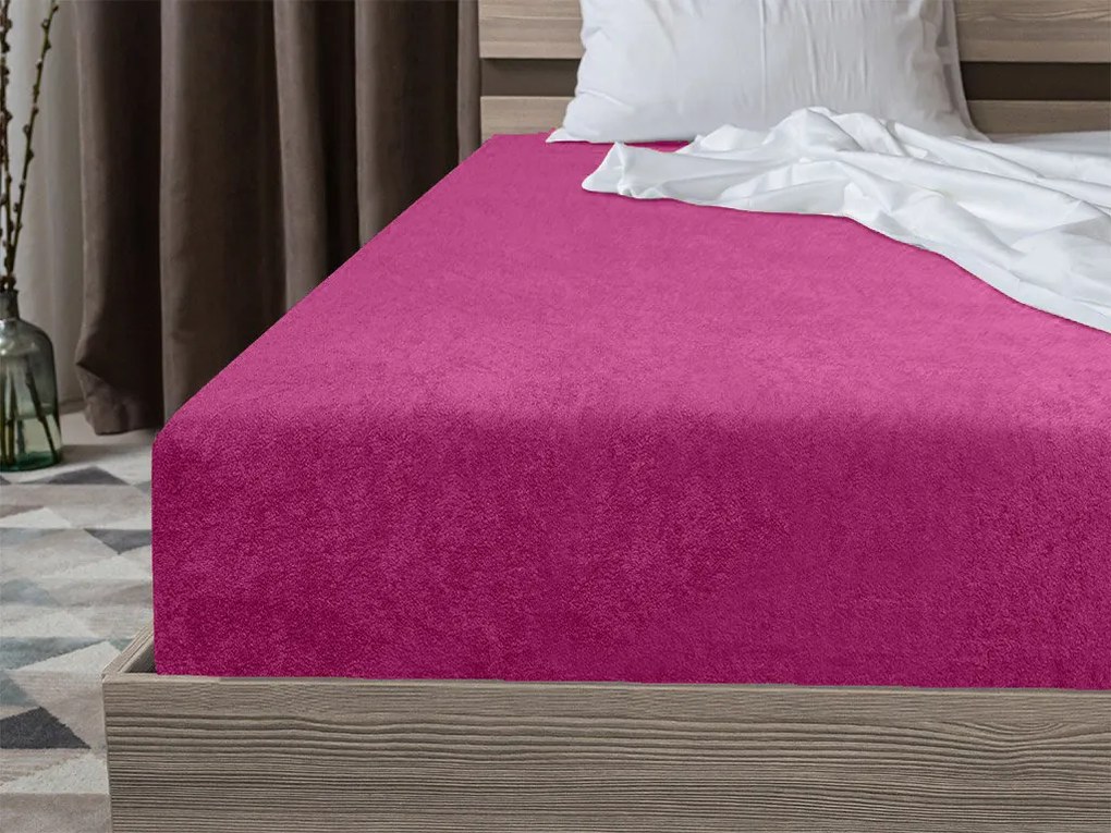 PrzytulneMieszkanie.pl Prześcieradło frotte EXCLUSIVE purpurowe 180 x 200 cm
