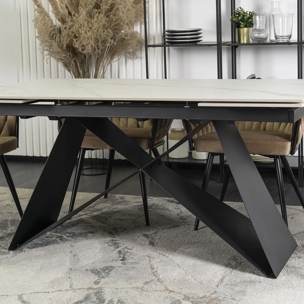 Ceramiczny stół do jadalni rozkładany Victor 160-240 cm, kolor biały marmur
