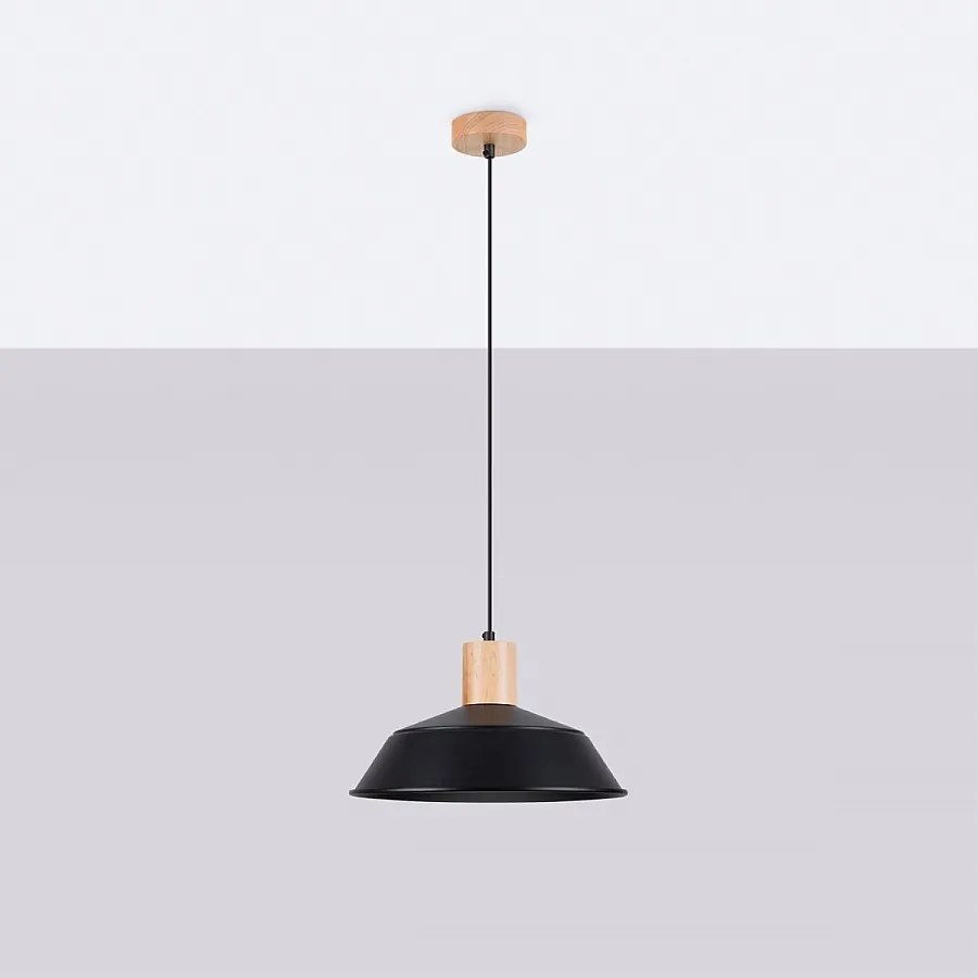 Lampy wiszące skandynawski Fanova, stal - 1 źródło światła 4000K - L.34 x H.120 cm - czarny