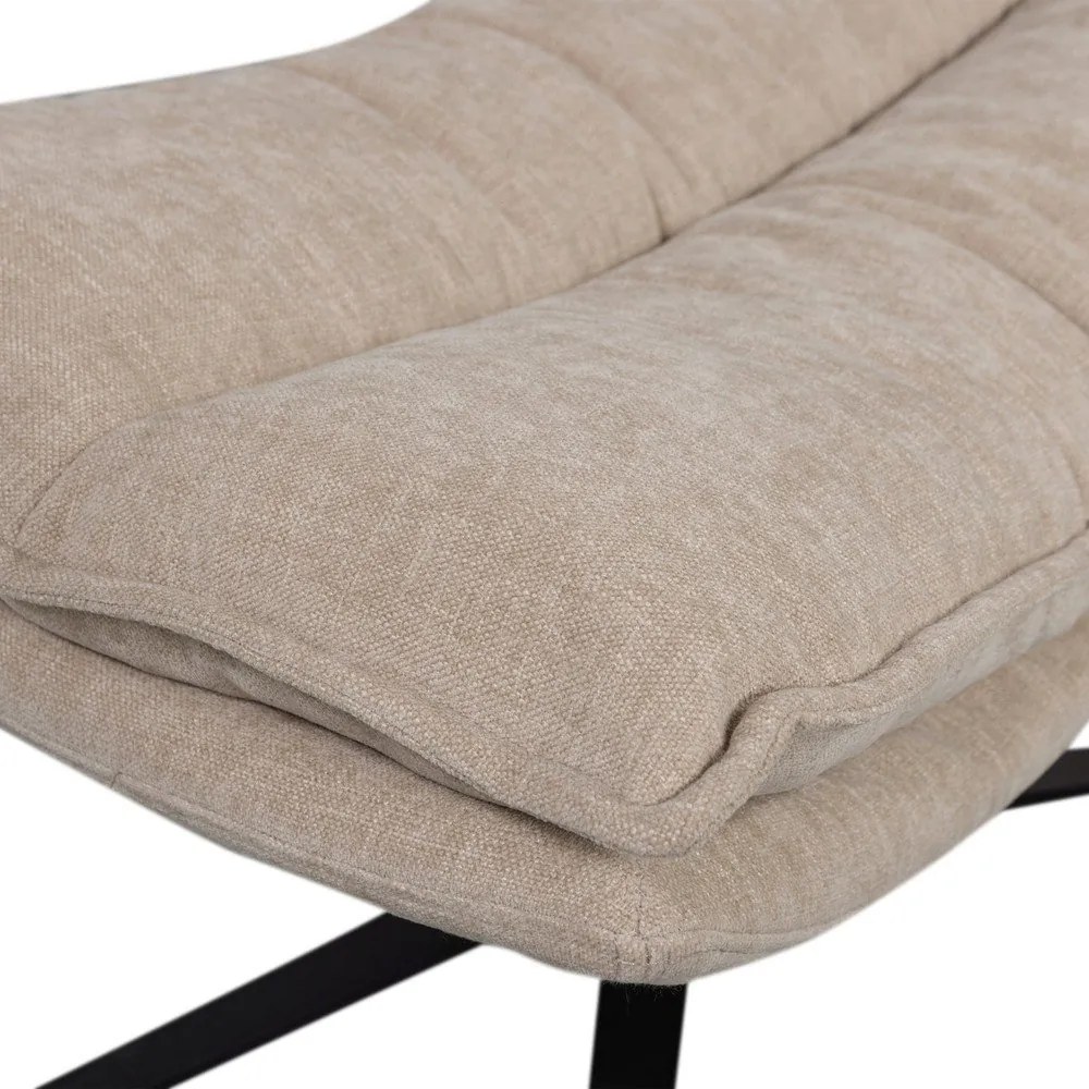 Obrotowy fotel z podnóżkiem z tkaniny szenilowej w naturalnym kolorze Kube – WOOOD