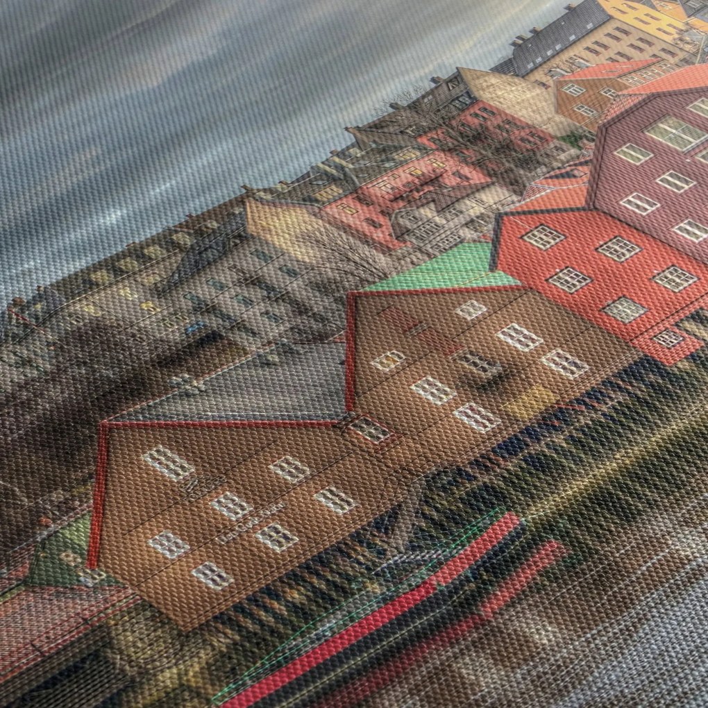 Obraz - domy nad rzeką (170x50 cm)