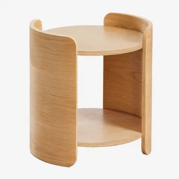 Zestaw 2 Okrągłych Stolików Nocnych Ø45 Cm Z Drewna Adelis Roble - Sklum